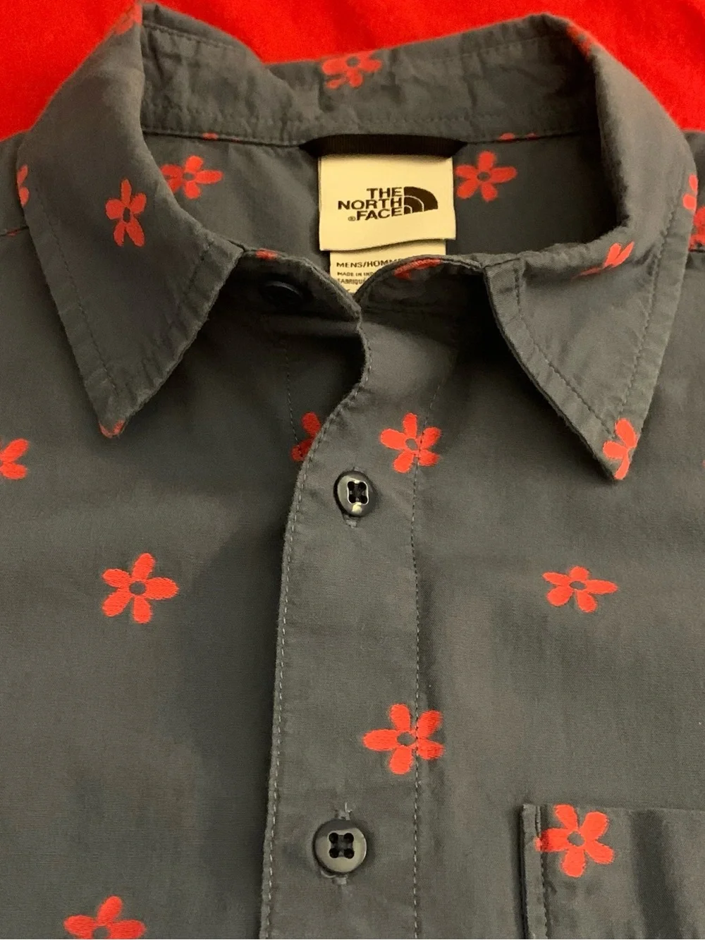 THE NORTH FACE SS Indigo Shirt w Red Flowers